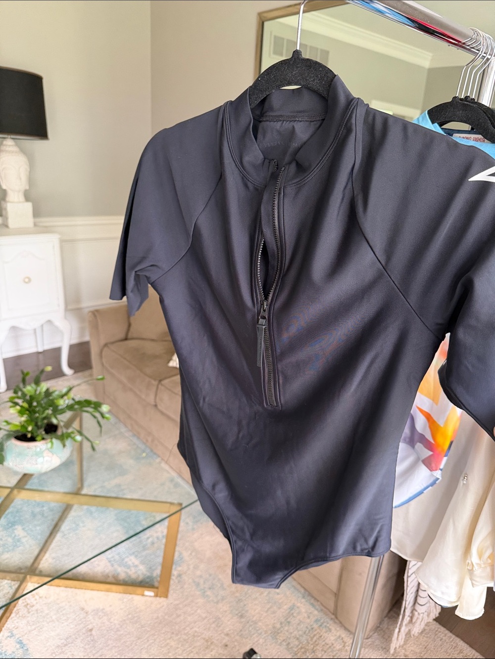 Perfect Moment Black Zip-Front Swimsuit